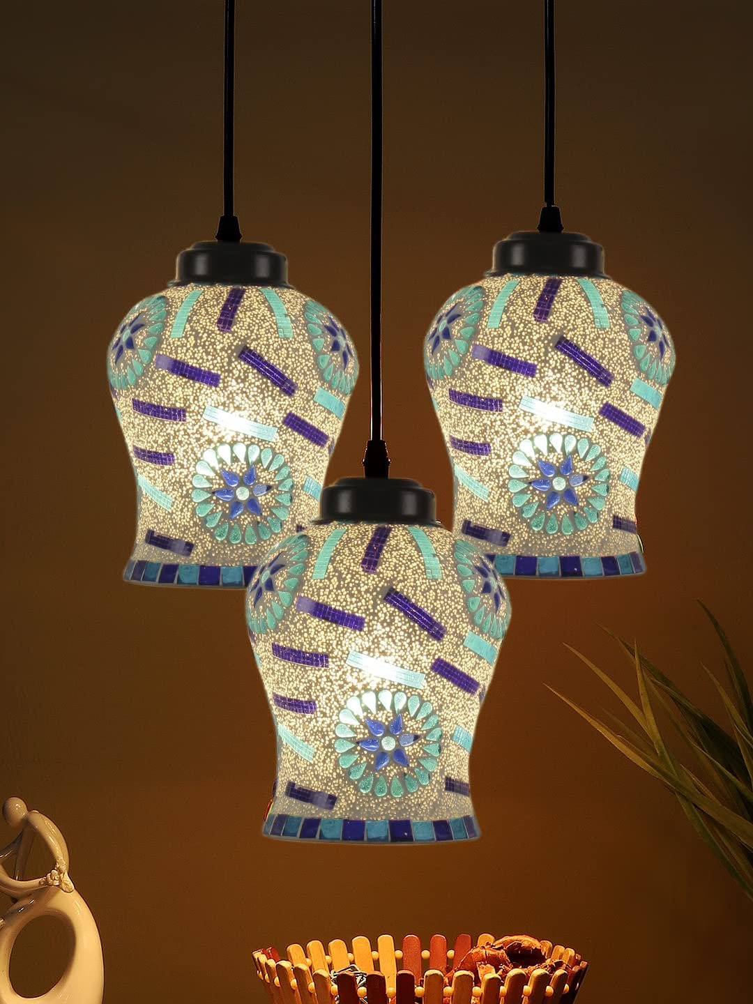Multicolor Mosaic Cluster Hanging lamp