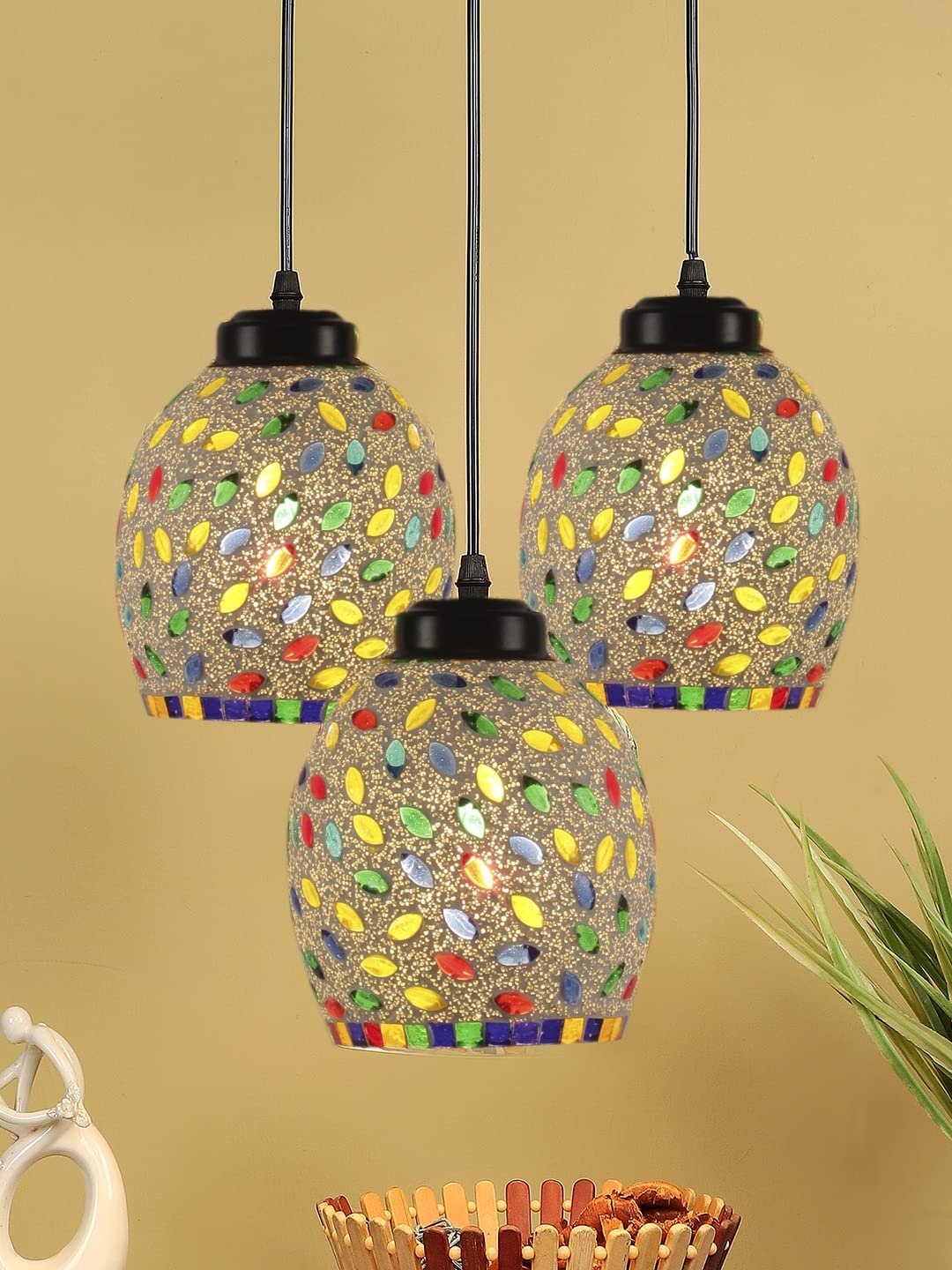 Multicolor Mosaic Cluster Hanging lamp