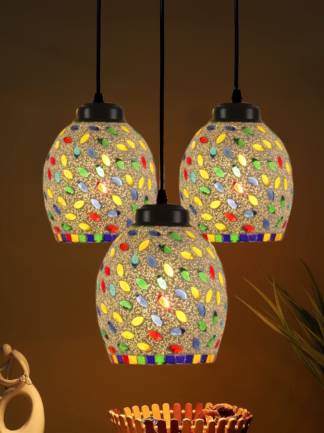 Multicolor Mosaic Cluster Hanging lamp