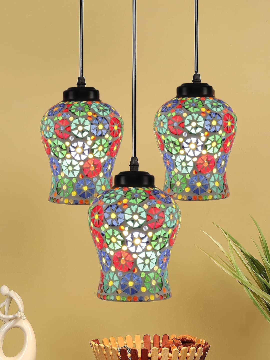 Multicolor Mosaic Cluster Hanging lamp