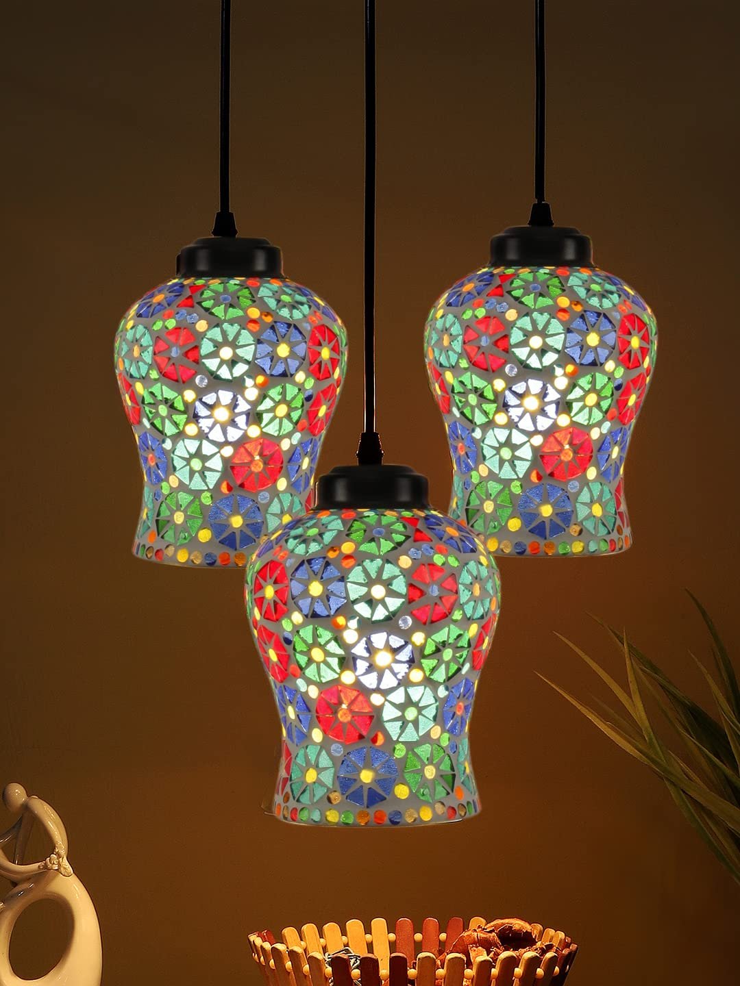 Multicolor Mosaic Cluster Hanging lamp