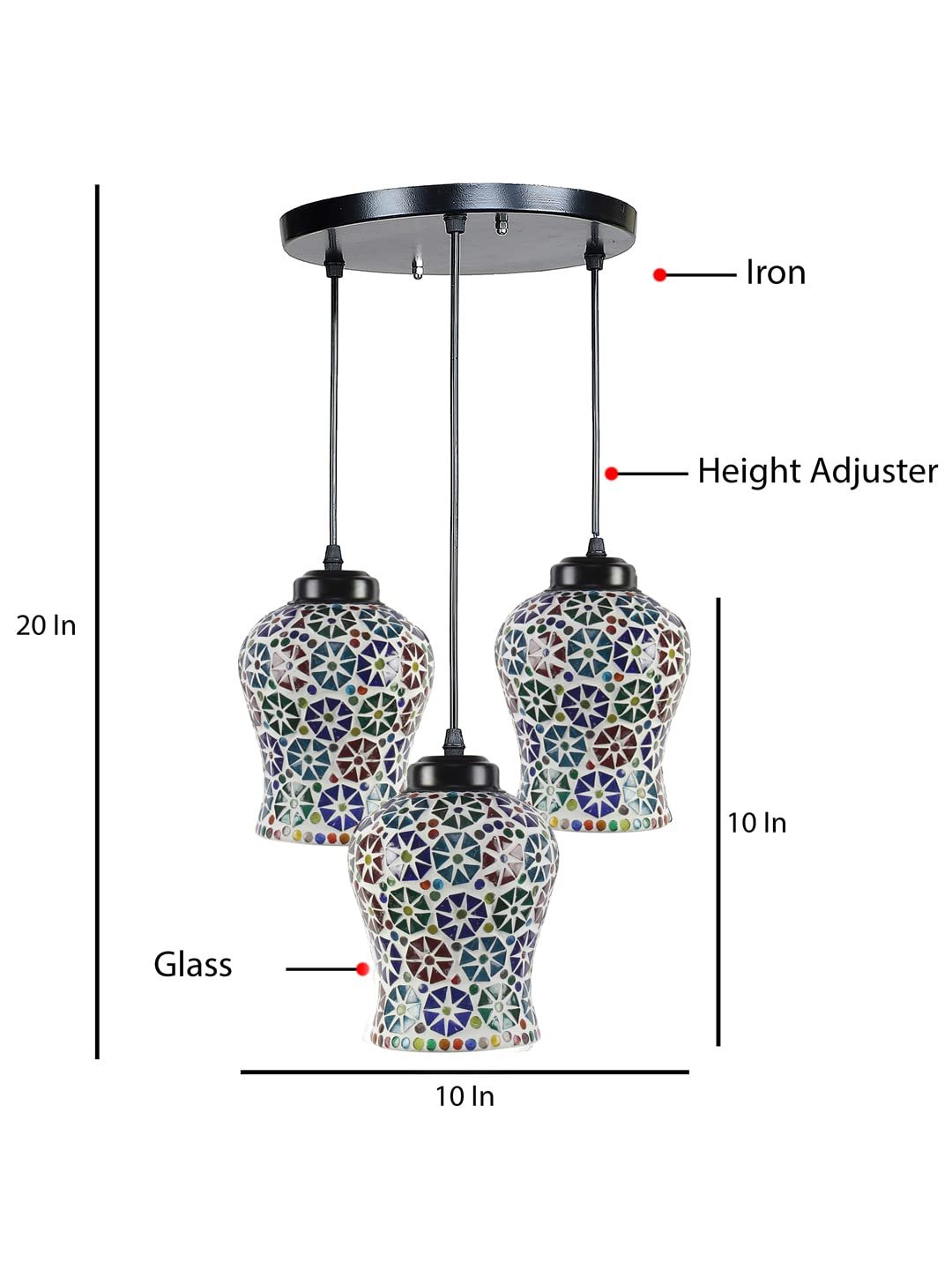 Multicolor Mosaic Cluster Hanging lamp