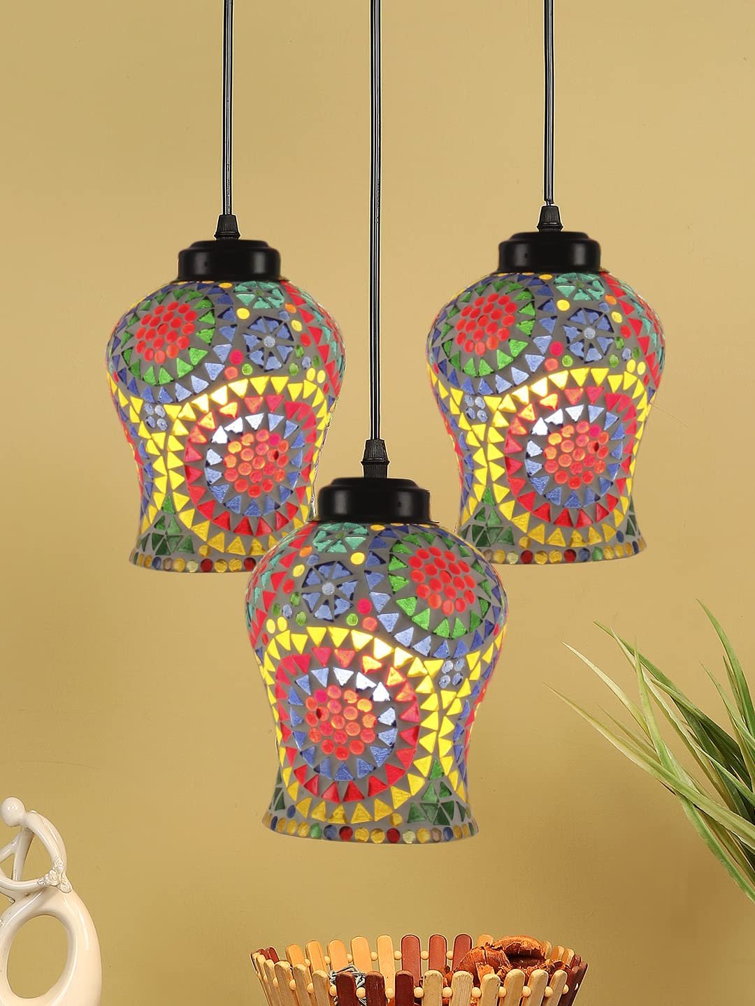 Multicolor Mosaic Cluster Hanging lamp