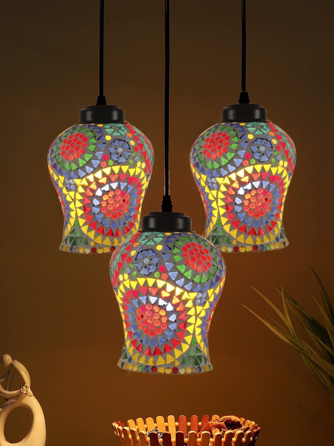 Multicolor Mosaic Cluster Hanging lamp