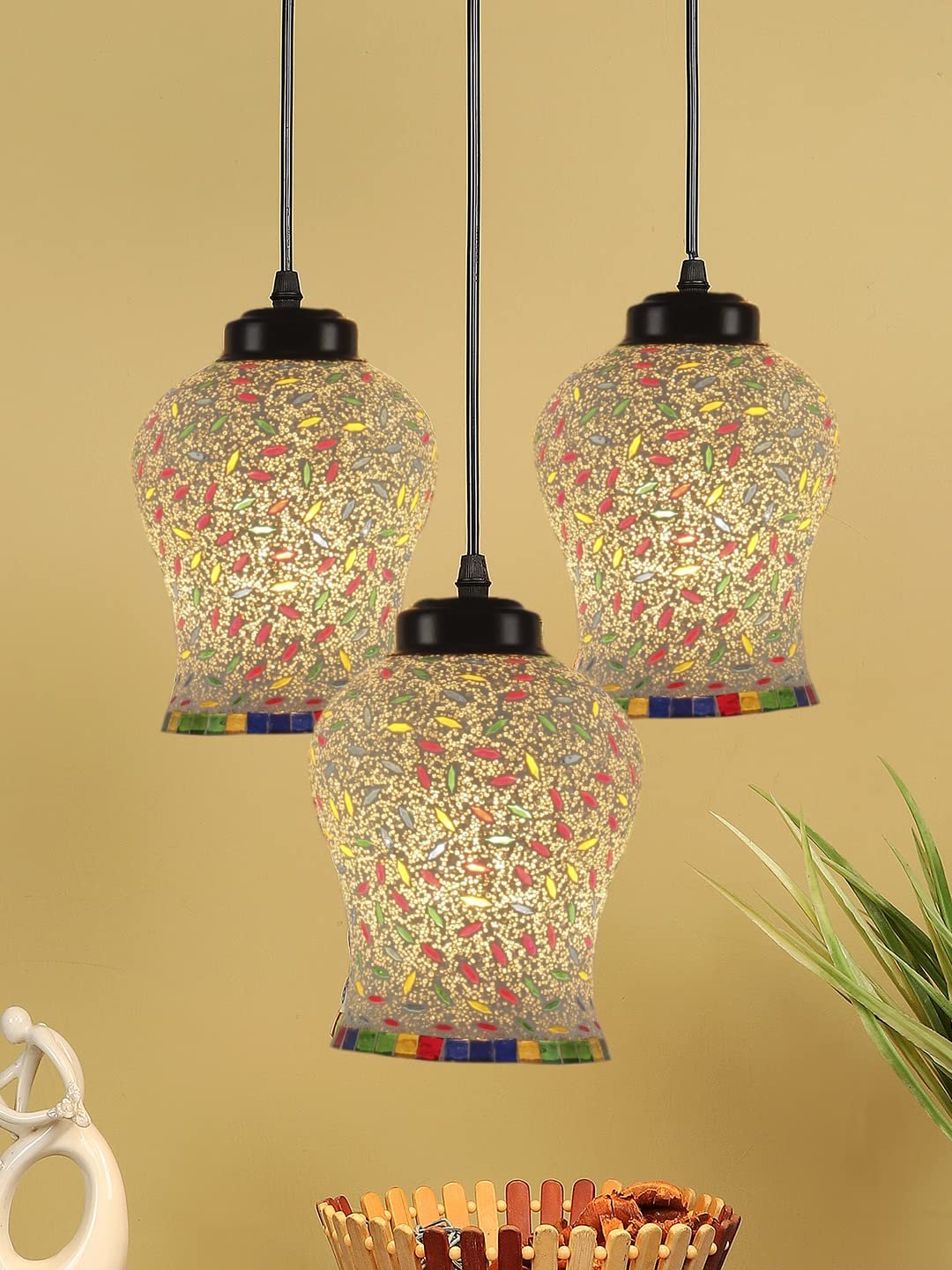 Multicolor Mosaic Cluster Hanging lamp