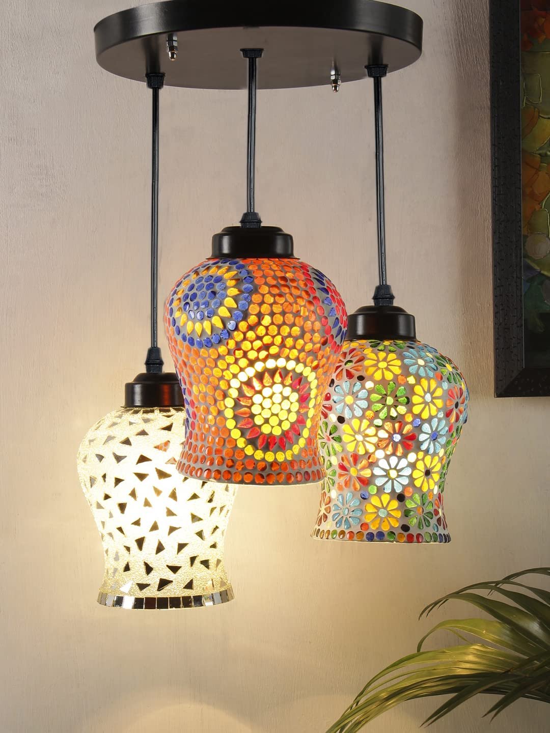 Multicolor Mosaic Cluster Hanging lamp