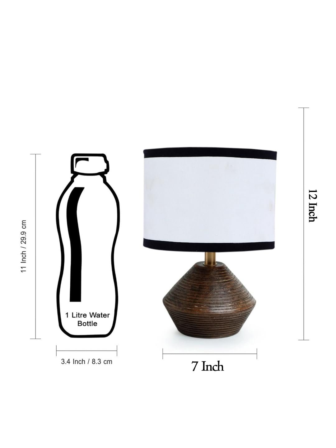 Multicolor Cotton Table lamp with Wood Natural Base (7x12 inches)
