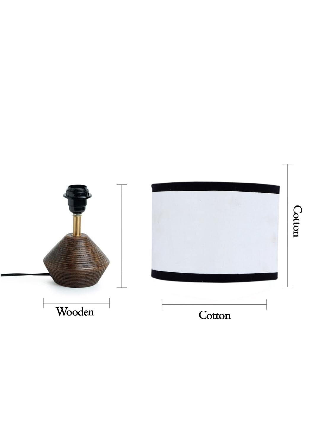 Multicolor Cotton Table lamp with Wood Natural Base (7x12 inches)