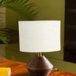 White Jute Table lamp with Wood Natural Base (7×12 inches)-10