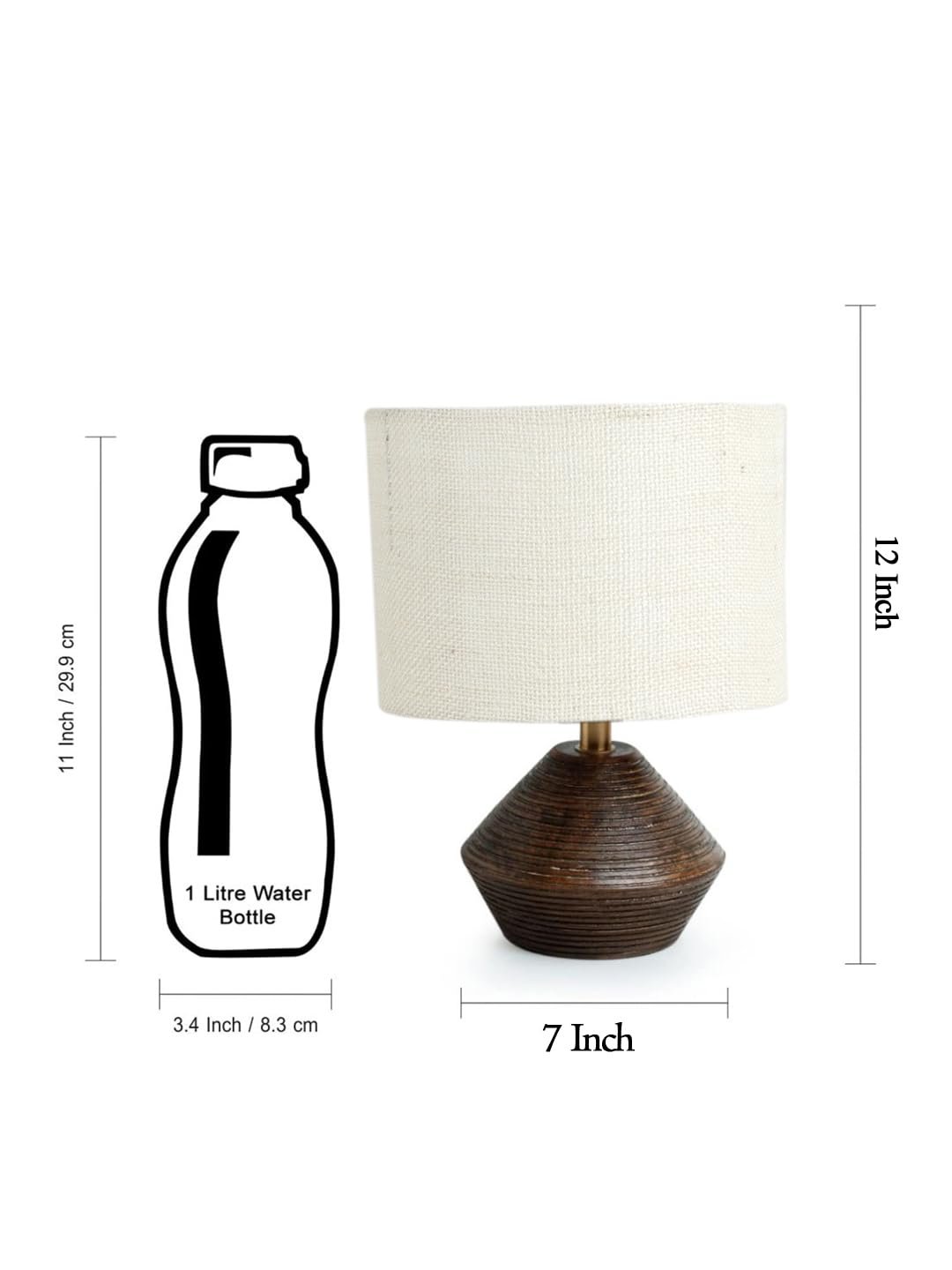 White Jute Table lamp with Wood Natural Base (7x12 inches)-10