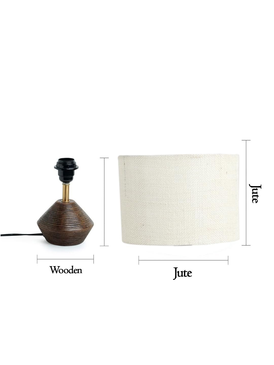 White Jute Table lamp with Wood Natural Base (7x12 inches)-10