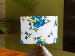 Multicolor Cotton Table lamp with Wood Natural Base (7x12 inches)-15