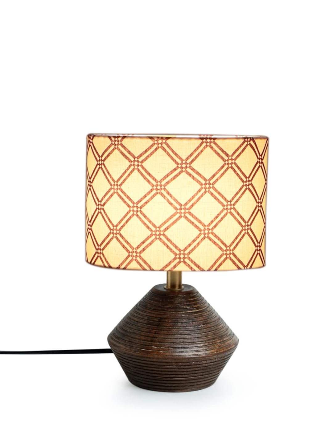 Multicolor Cotton Table lamp with Wood Natural Base (7x12 inches)-16