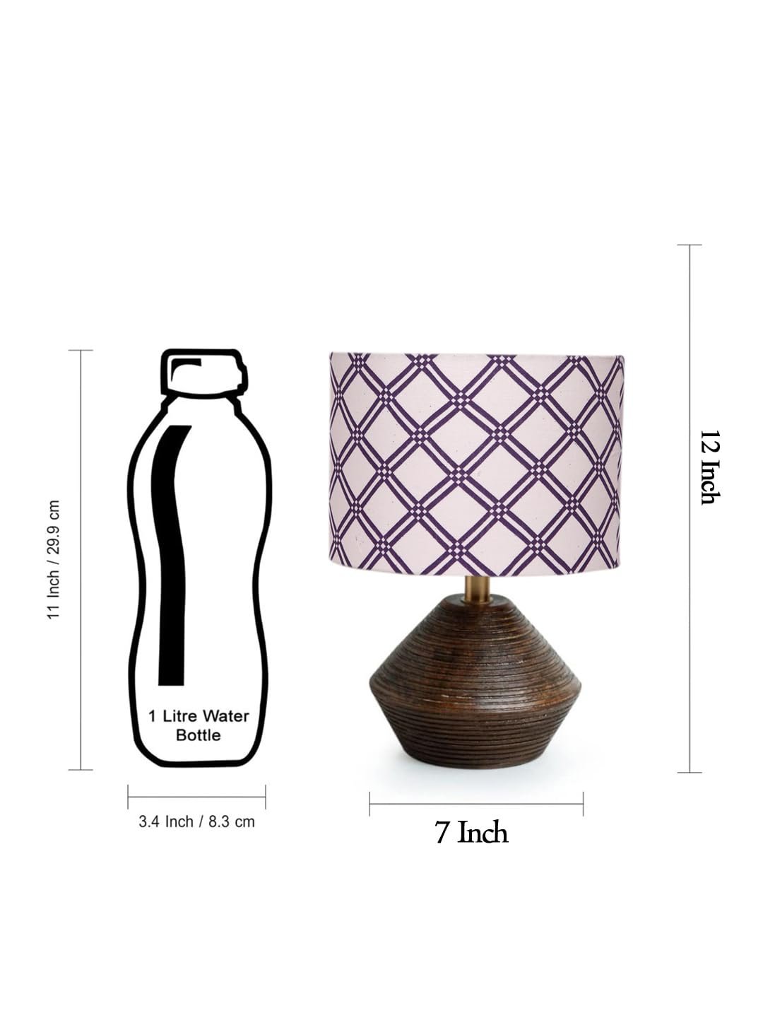 Multicolor Cotton Table lamp with Wood Natural Base (7x12 inches)-16