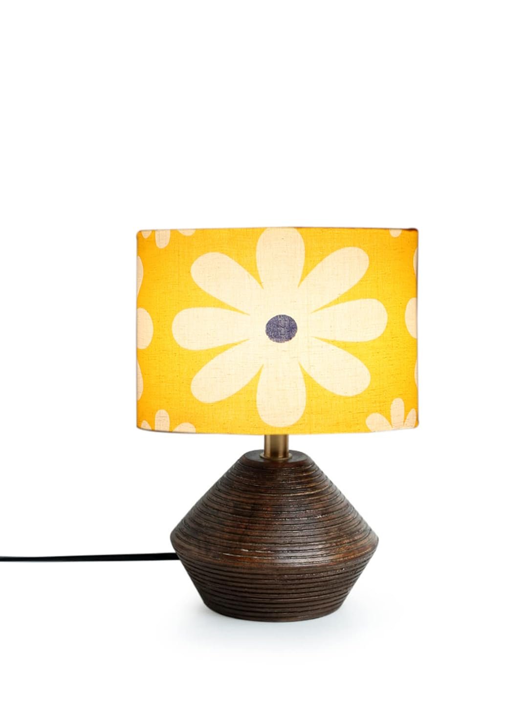 Multicolor Cotton Table lamp with Wood Natural Base (7x12 inches)-17