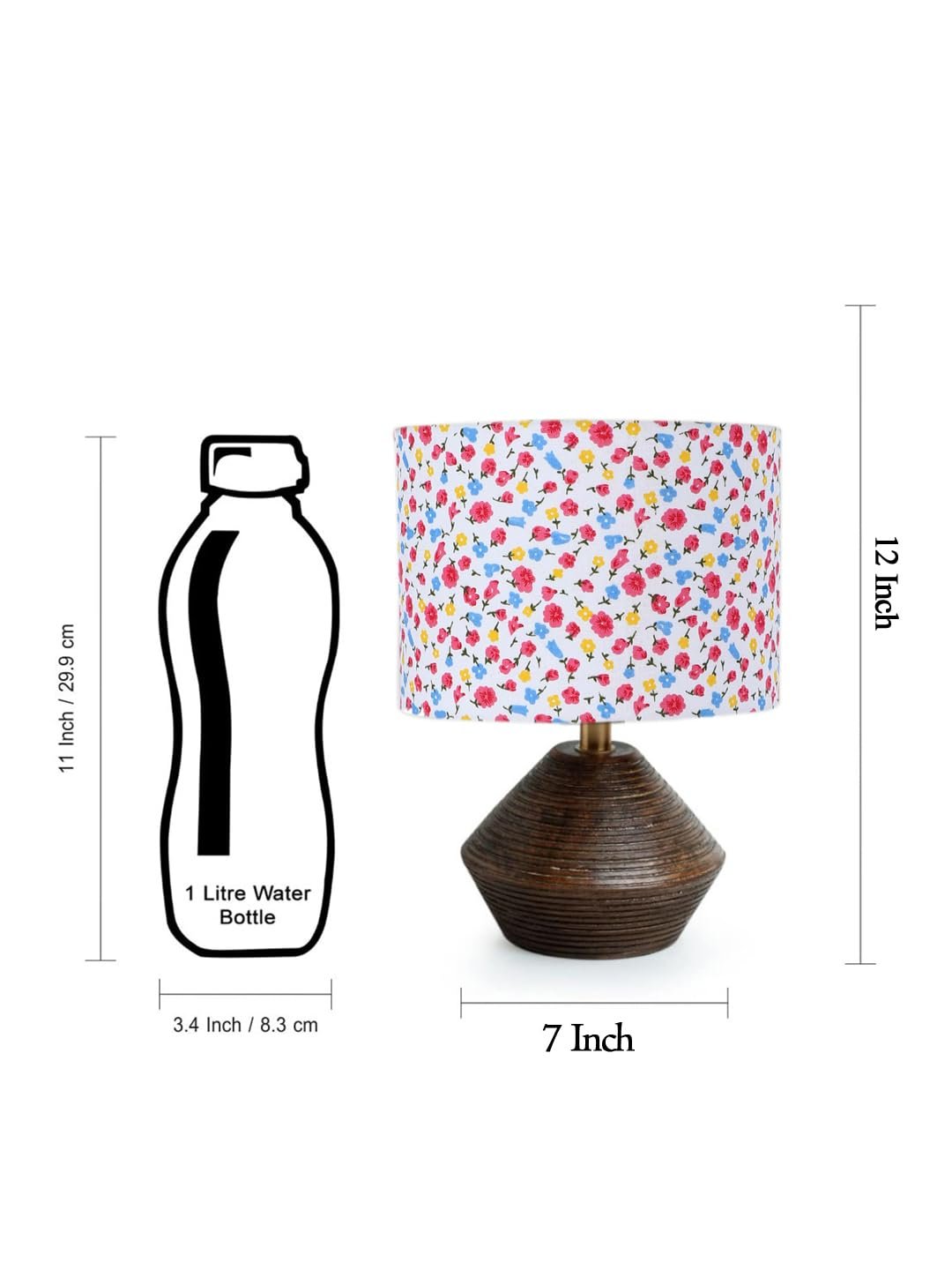 Multicolor Cotton Table lamp with Wood Natural Base (7x12 inches)-20