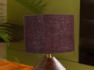 Brown Jute Table lamp with Wood Natural Base (7x12 inches)