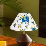 Multicolor Cotton Table lamp with Wood Natural Base (10×12 inches)-38