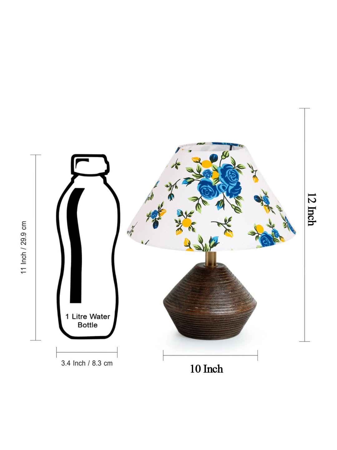 Multicolor Cotton Table lamp with Wood Natural Base (10x12 inches)-38