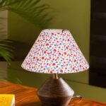 Multicolor Cotton Table lamp with Wood Natural Base (10×12 inches)-40
