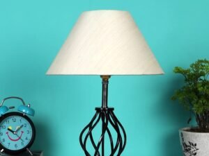 Off-White Cotton Table lamp with Wood & Iron Base(0+D2:D2291)