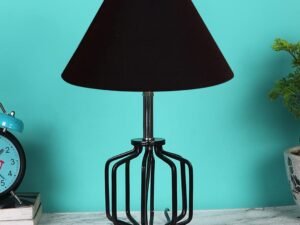 Black Cotton Table lamp with Wood & Iron Base(104)