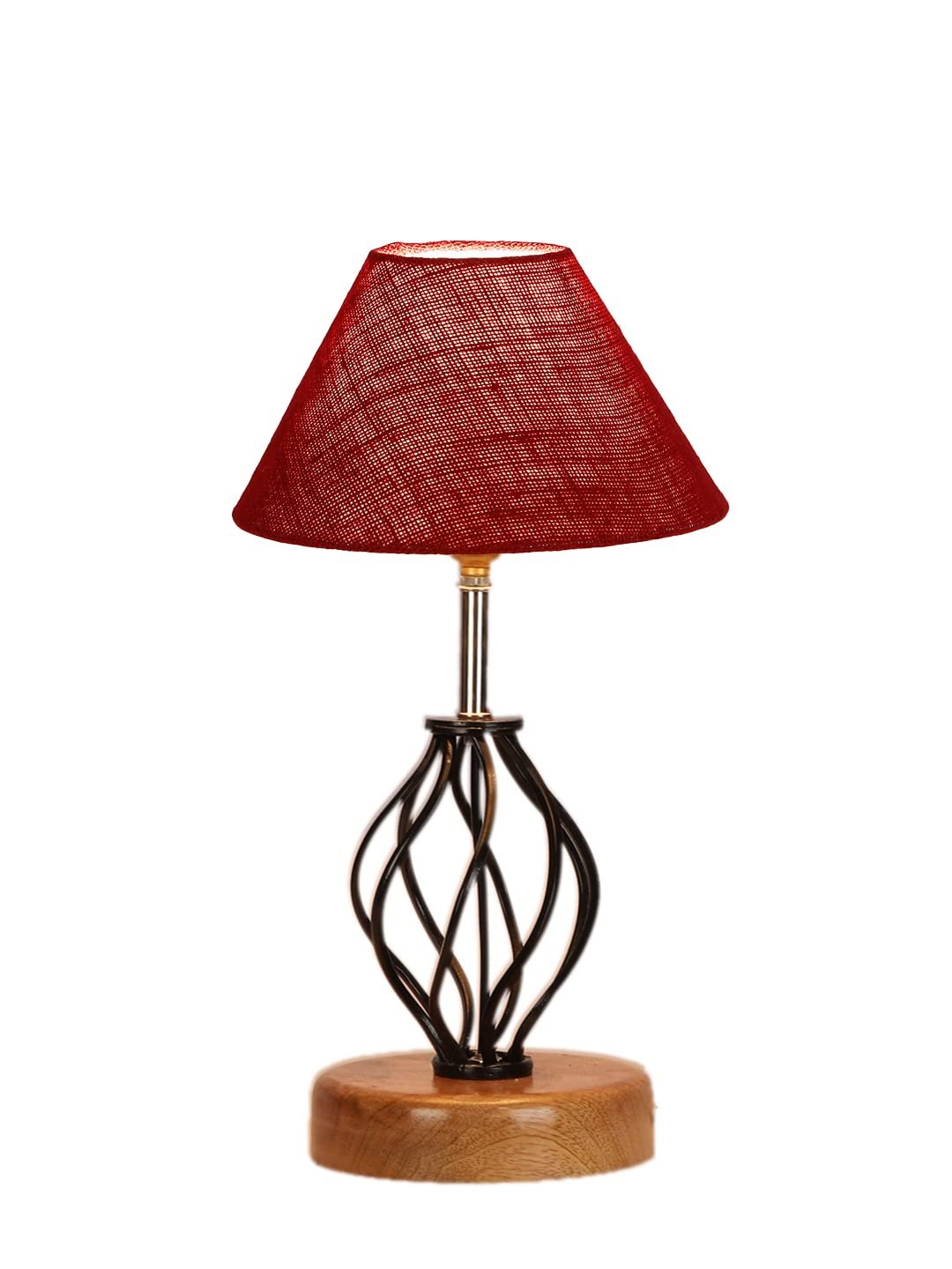 Maroon Jute Table lamp with Wood & Iron Base(10)