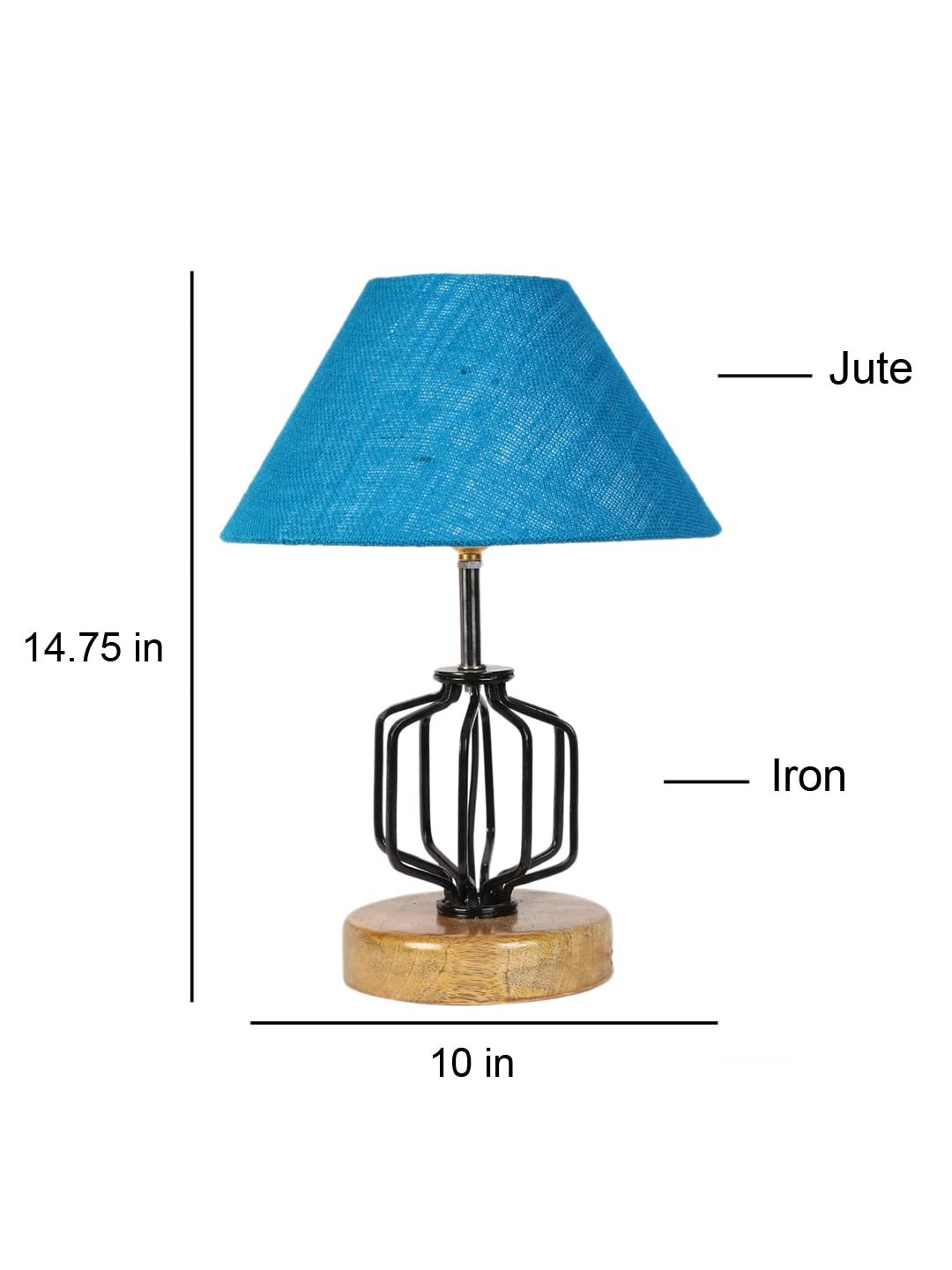 Turquoise Jute Table lamp with Wood & Iron Base(114)