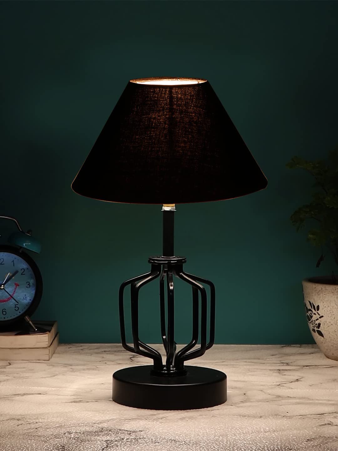Black Cotton Table lamp with Iron Base(121)