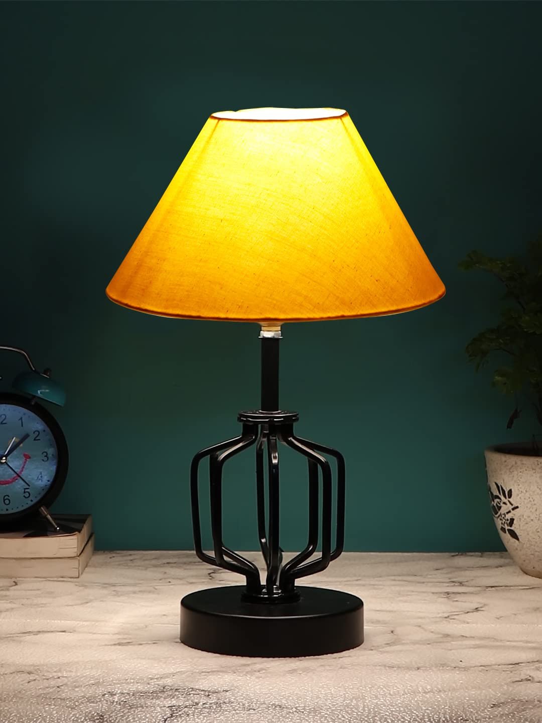 Yellow Cotton Table lamp with Iron Base(124)