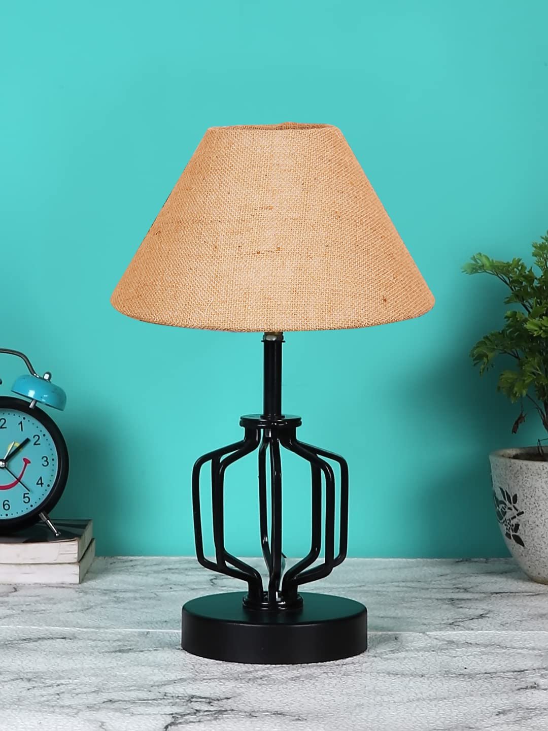 Beige Jute Table lamp with Iron Base(127)