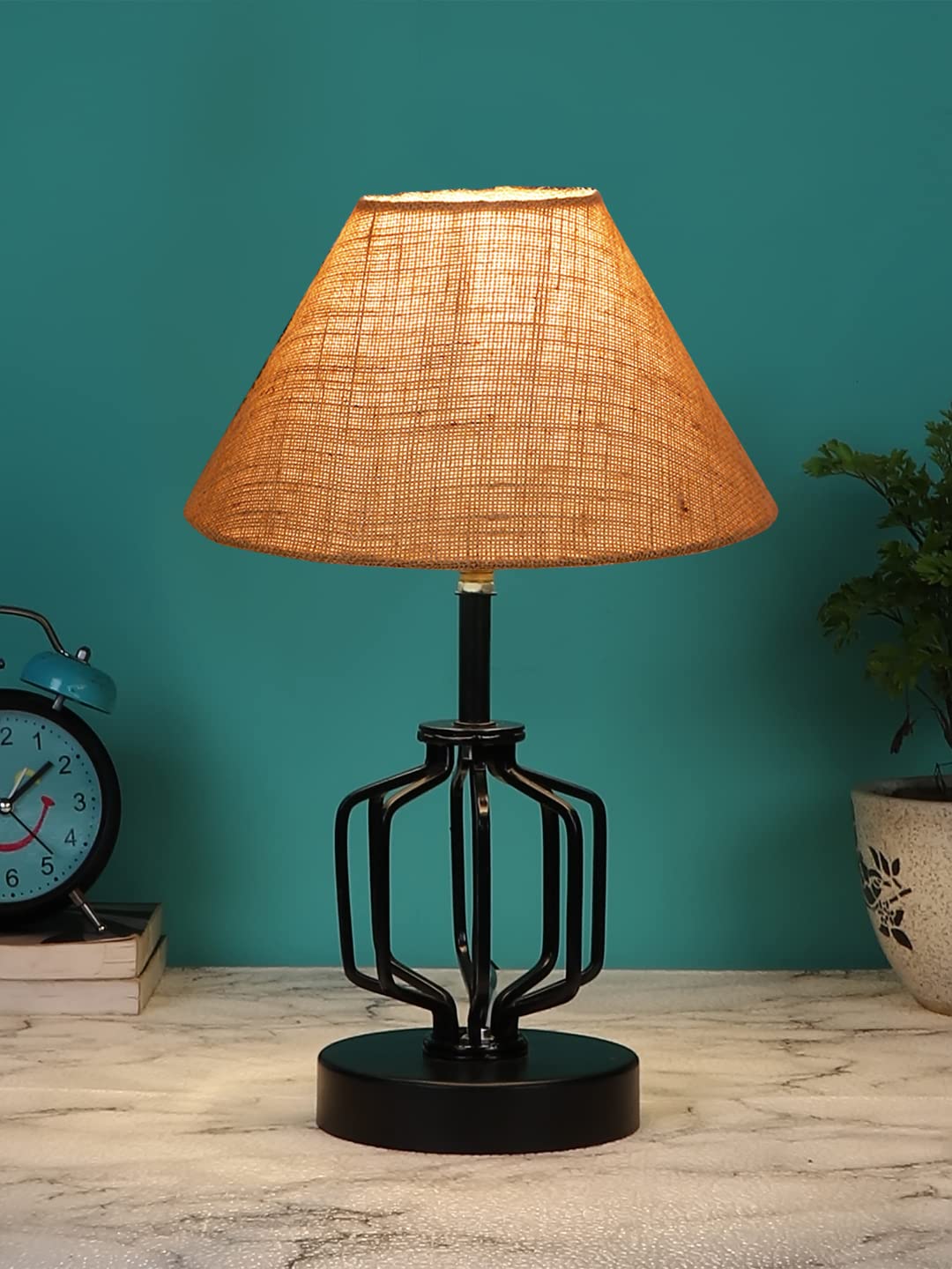Beige Jute Table lamp with Iron Base(127)