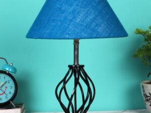 Turquoise Jute Table lamp with Wood & Iron Base(12)