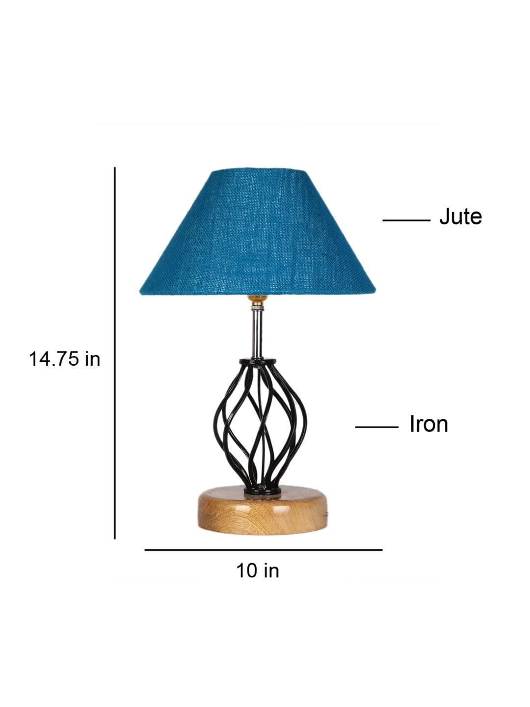 Turquoise Jute Table lamp with Wood & Iron Base(12)