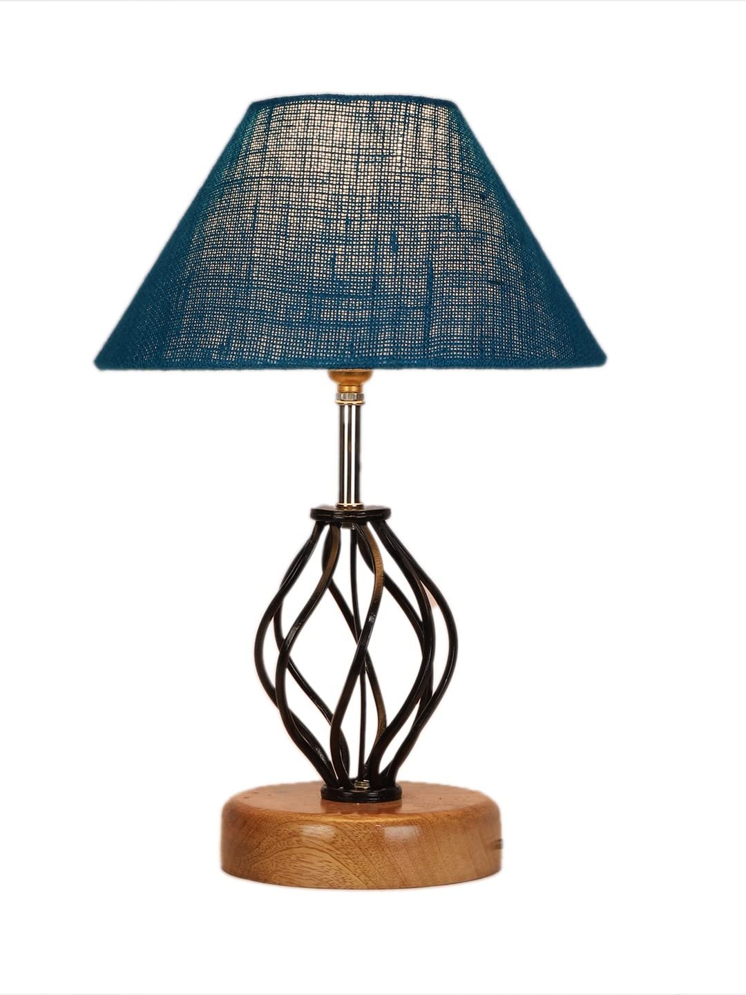 Turquoise Jute Table lamp with Wood & Iron Base(12)