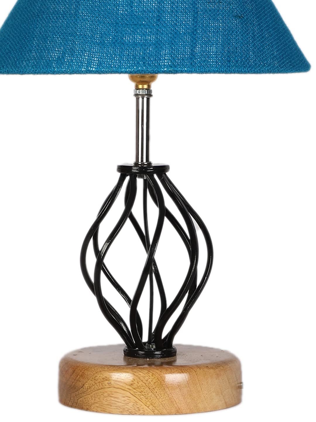 Turquoise Jute Table lamp with Wood & Iron Base(12)