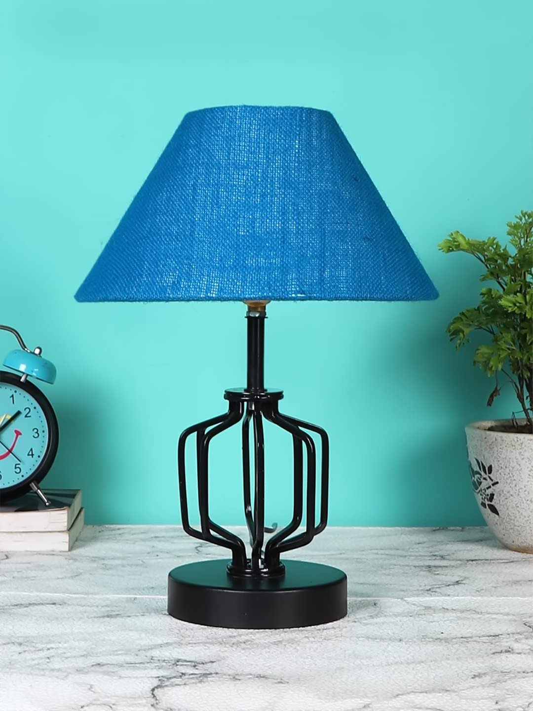 Turquoise Jute Table lamp with Iron Base(131)