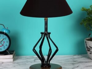 Black Cotton Table lamp with Wood & Iron Base(138)