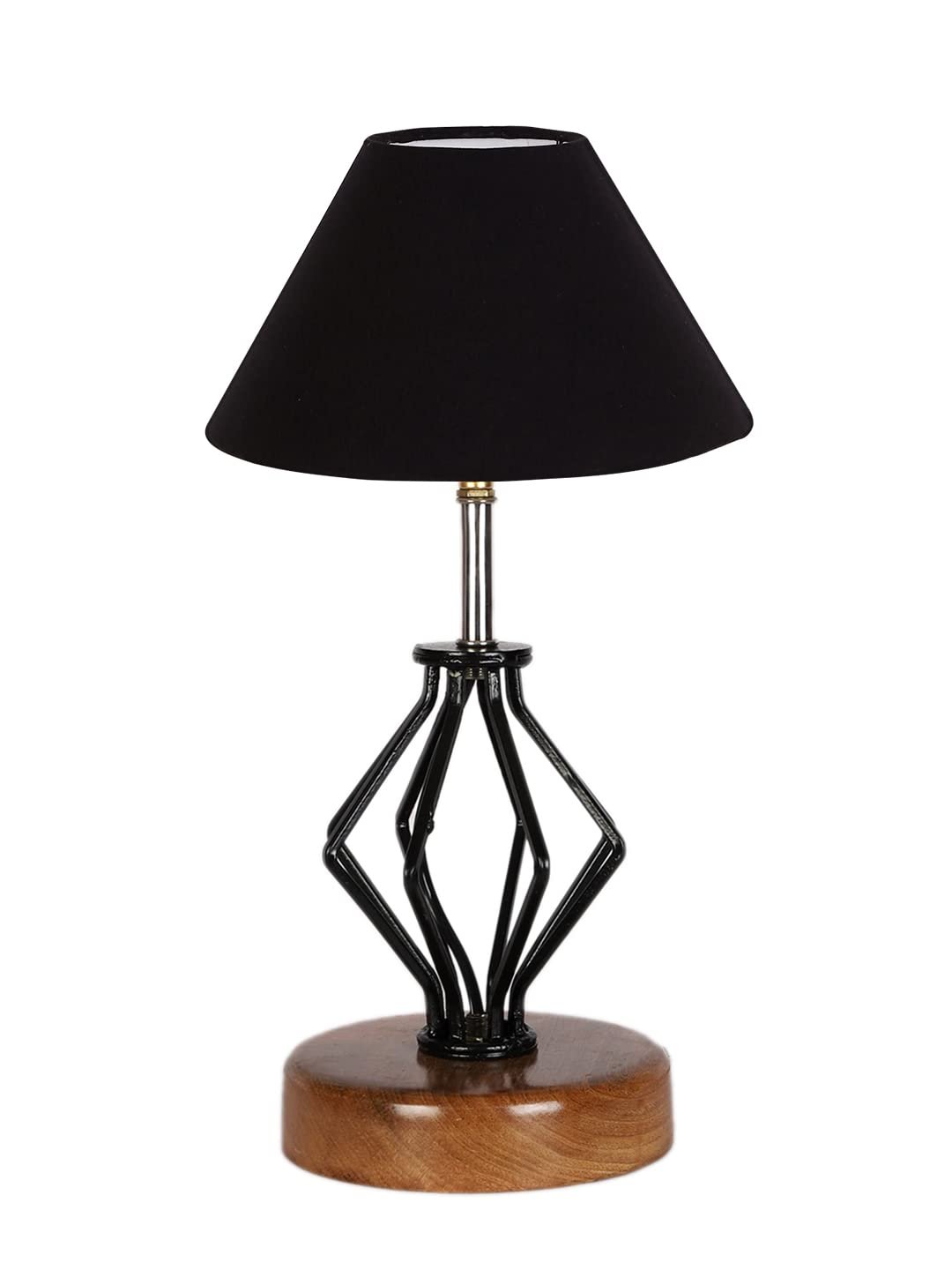 Black Cotton Table lamp with Wood & Iron Base(138)