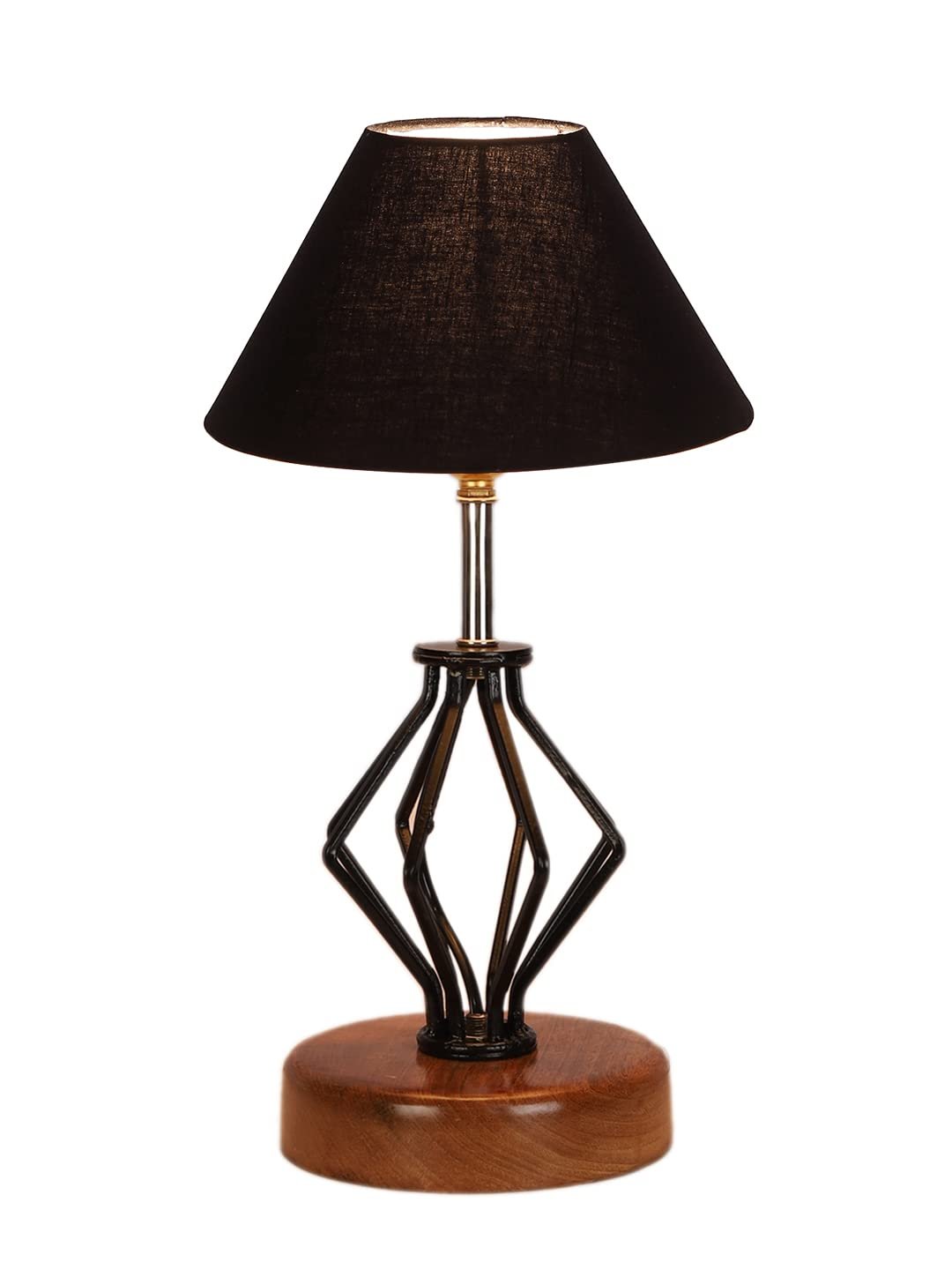 Black Cotton Table lamp with Wood & Iron Base(138)