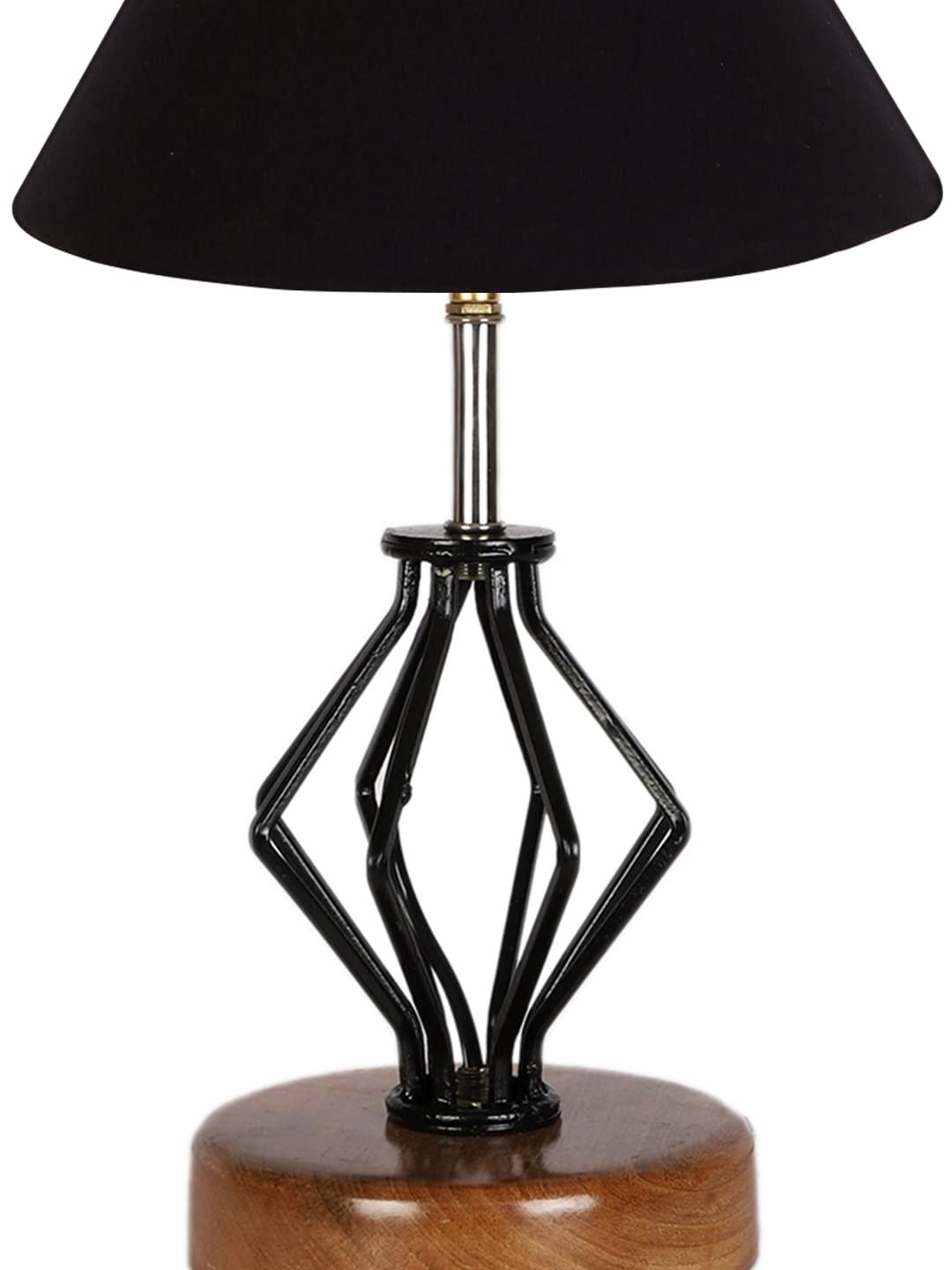 Black Cotton Table lamp with Wood & Iron Base(138)