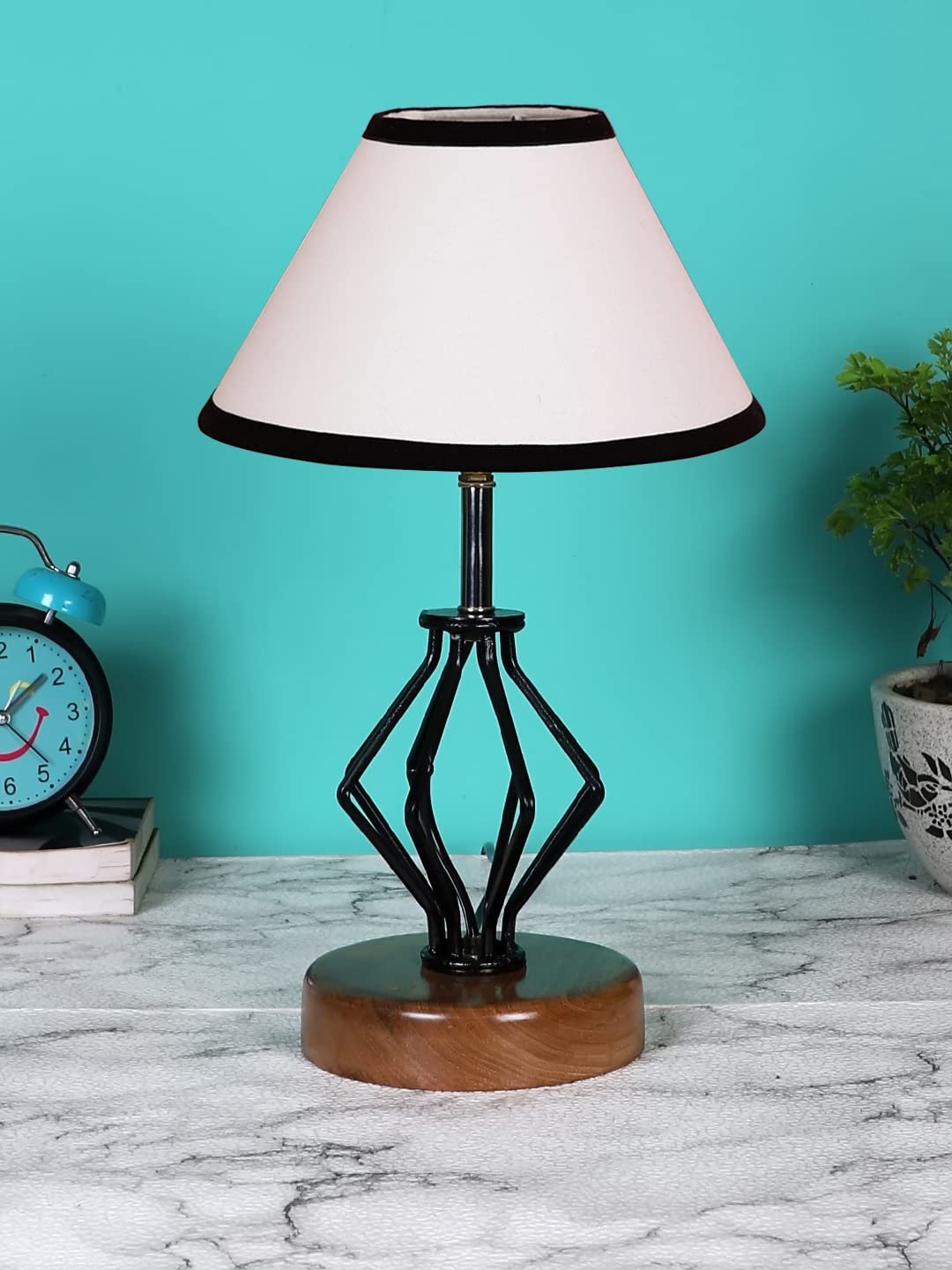 Multicolor Cotton Table lamp with Wood & Iron Base(143)