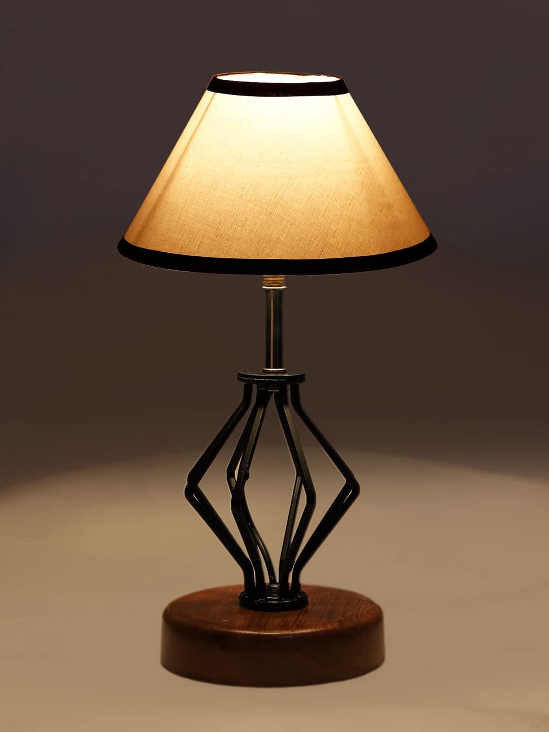 Multicolor Cotton Table lamp with Wood & Iron Base(143)