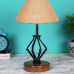 Beige Jute Table lamp with Wood & Iron Base(144)