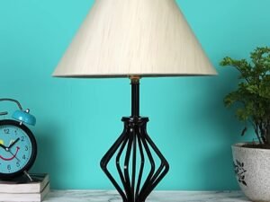 Off-White Cotton Table lamp with Iron Base(154)