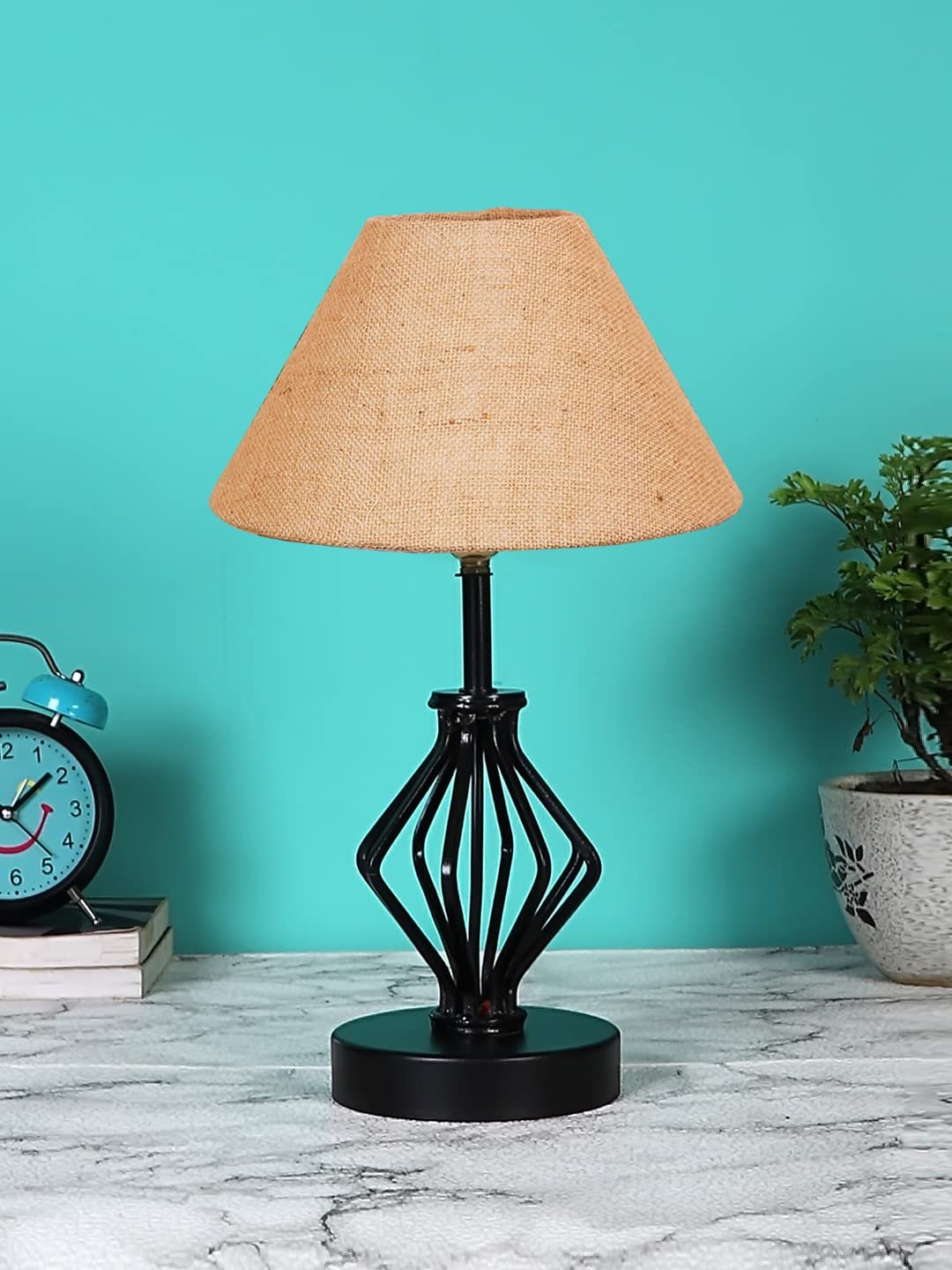 Beige Jute Table lamp with Iron Base(161)