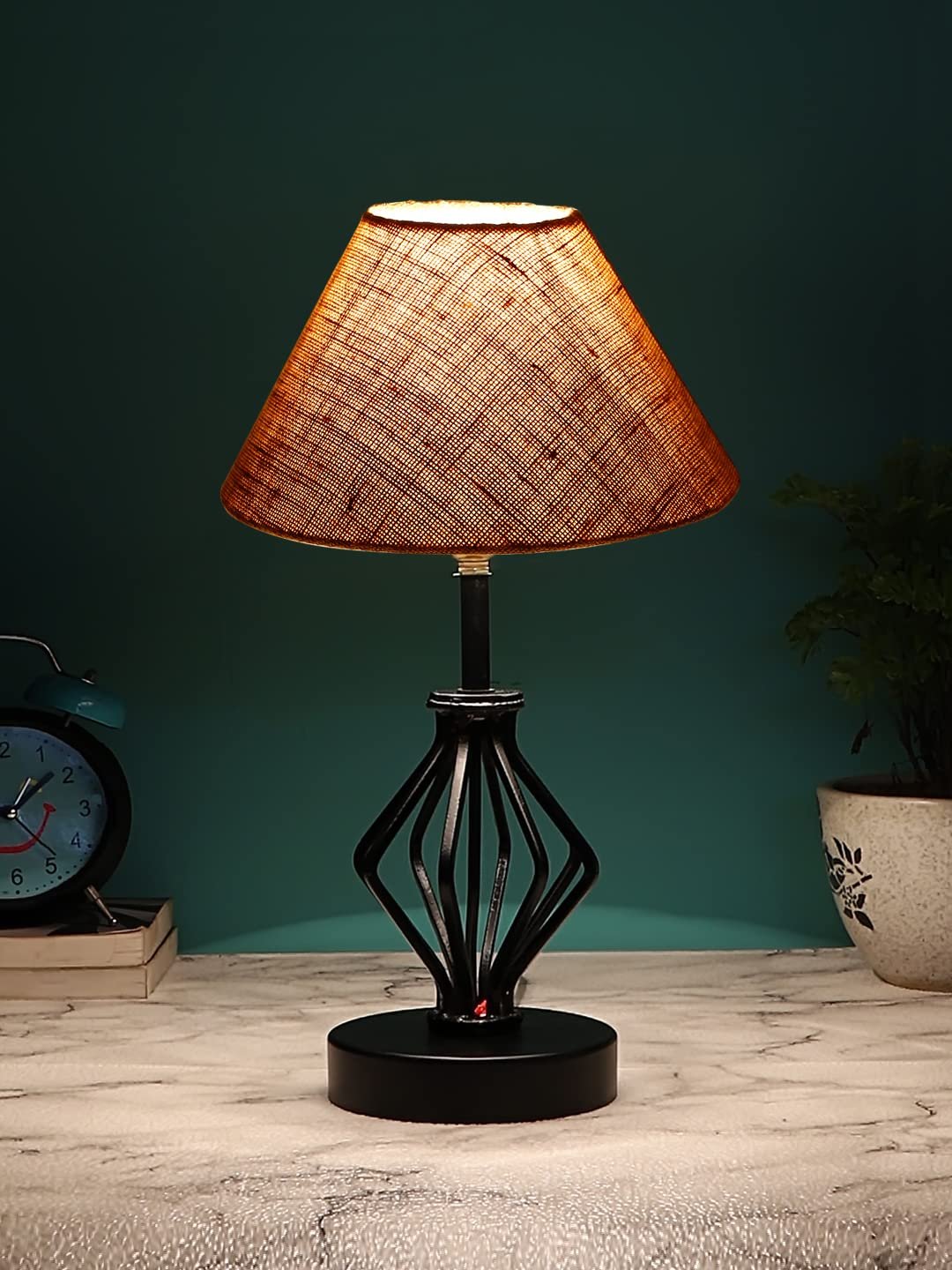 Beige Jute Table lamp with Iron Base(161)