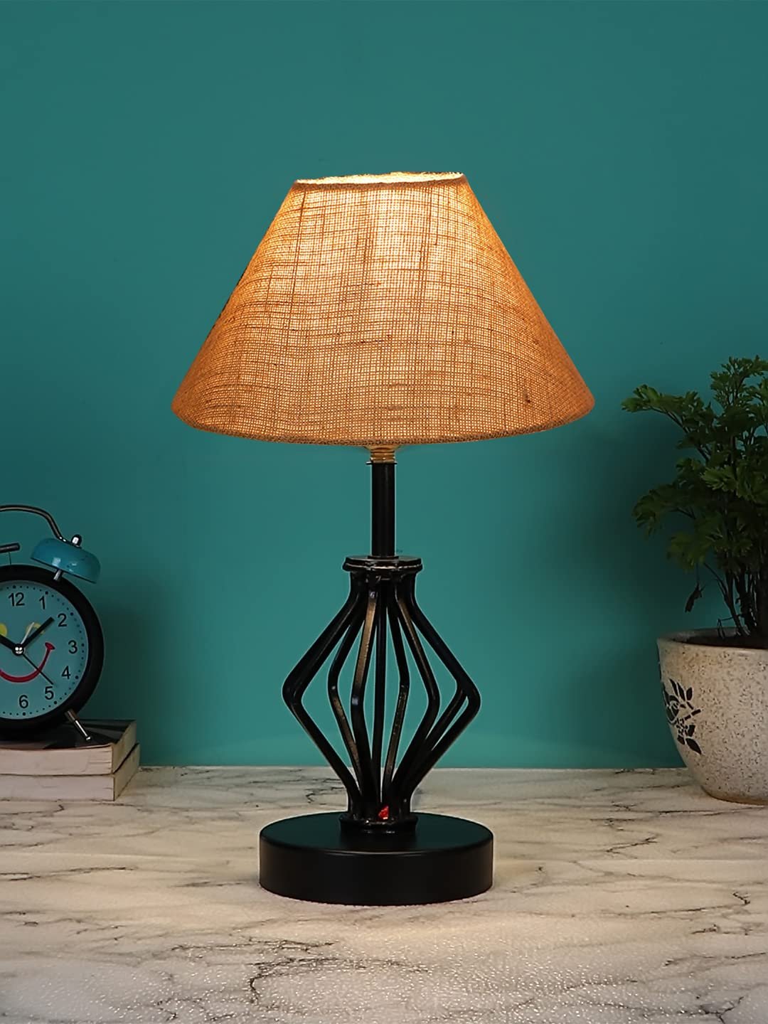 Beige Jute Table lamp with Iron Base(161)