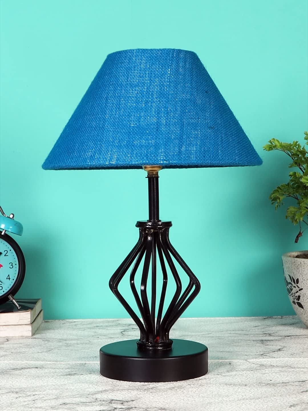 Turquoise Jute Table lamp with Iron Base(165)
