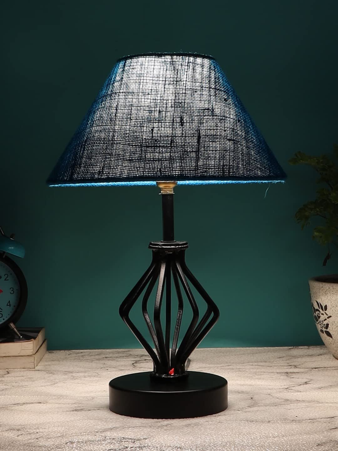 Turquoise Jute Table lamp with Iron Base(165)